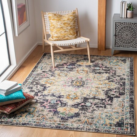 Safavieh Madison Power Loomed Square Area Rug Black & Gold - 6 ft. -7 in. x 6 ft. -7 in. MAD473Z-7SQ
